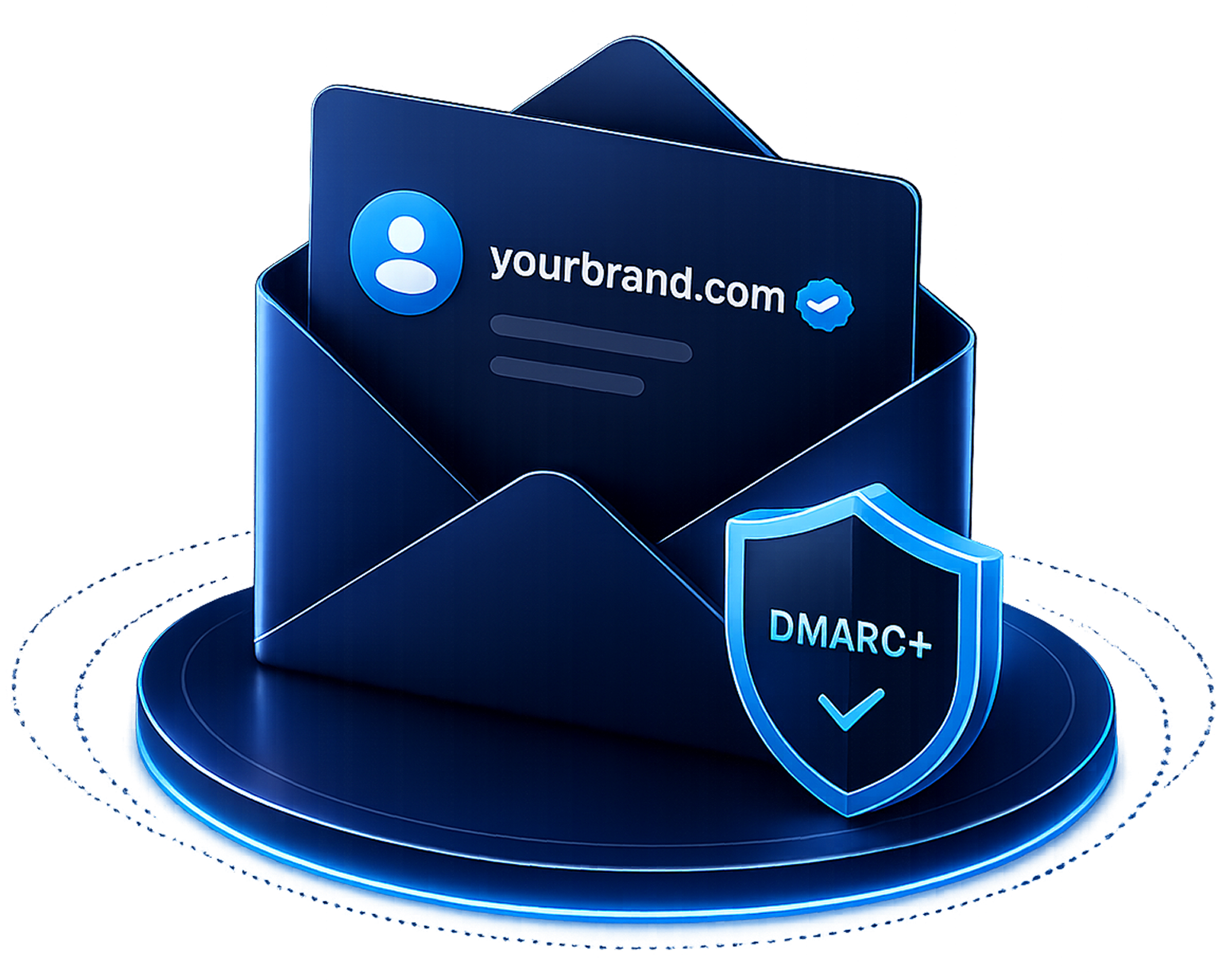 A verified yourbrand.com email protected by a TechOwl DMARC+ shield