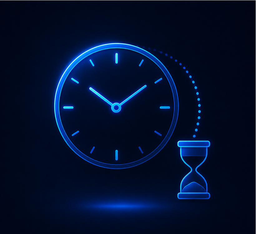 Clock and hourglass — manual analysis takes hours