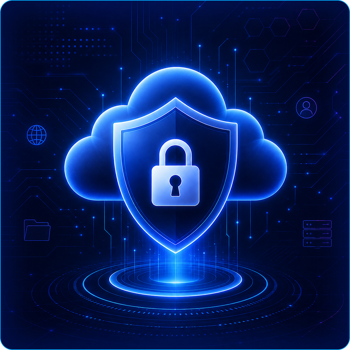 Cloud shield with padlock