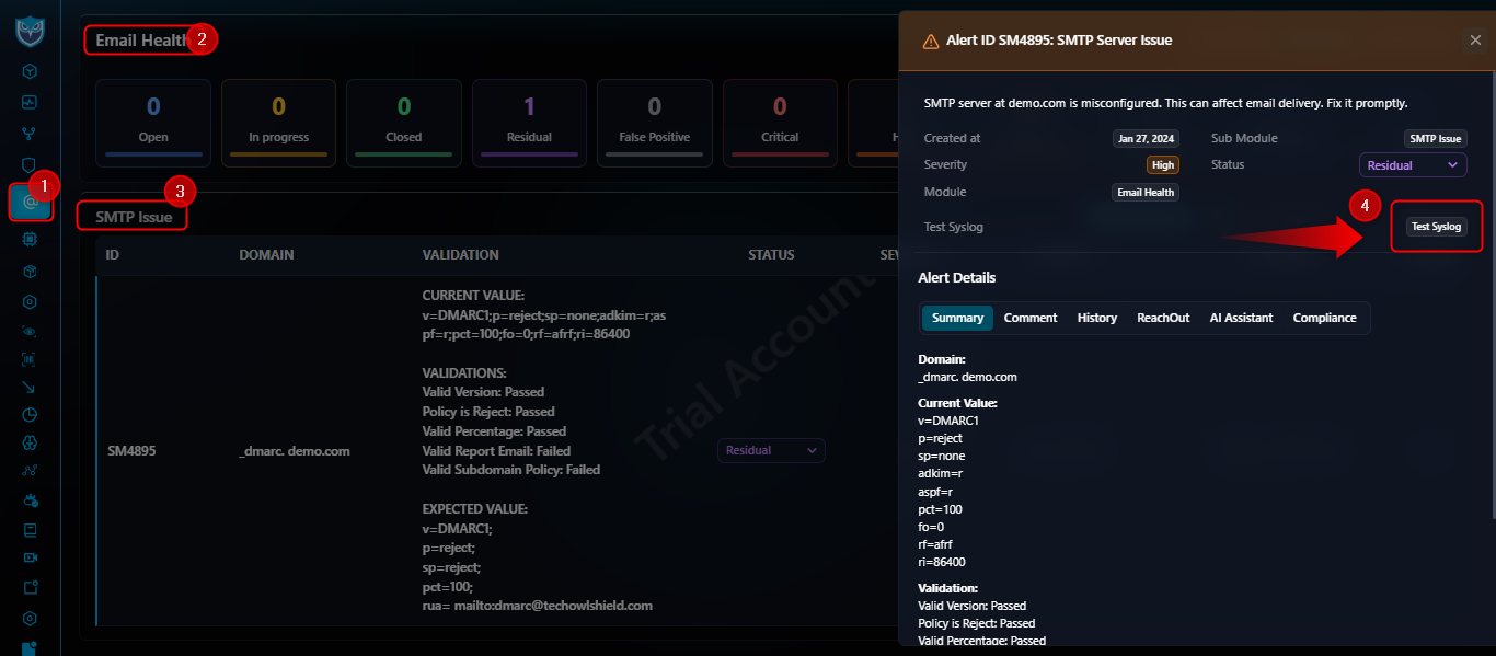SMTP Issue screenshot