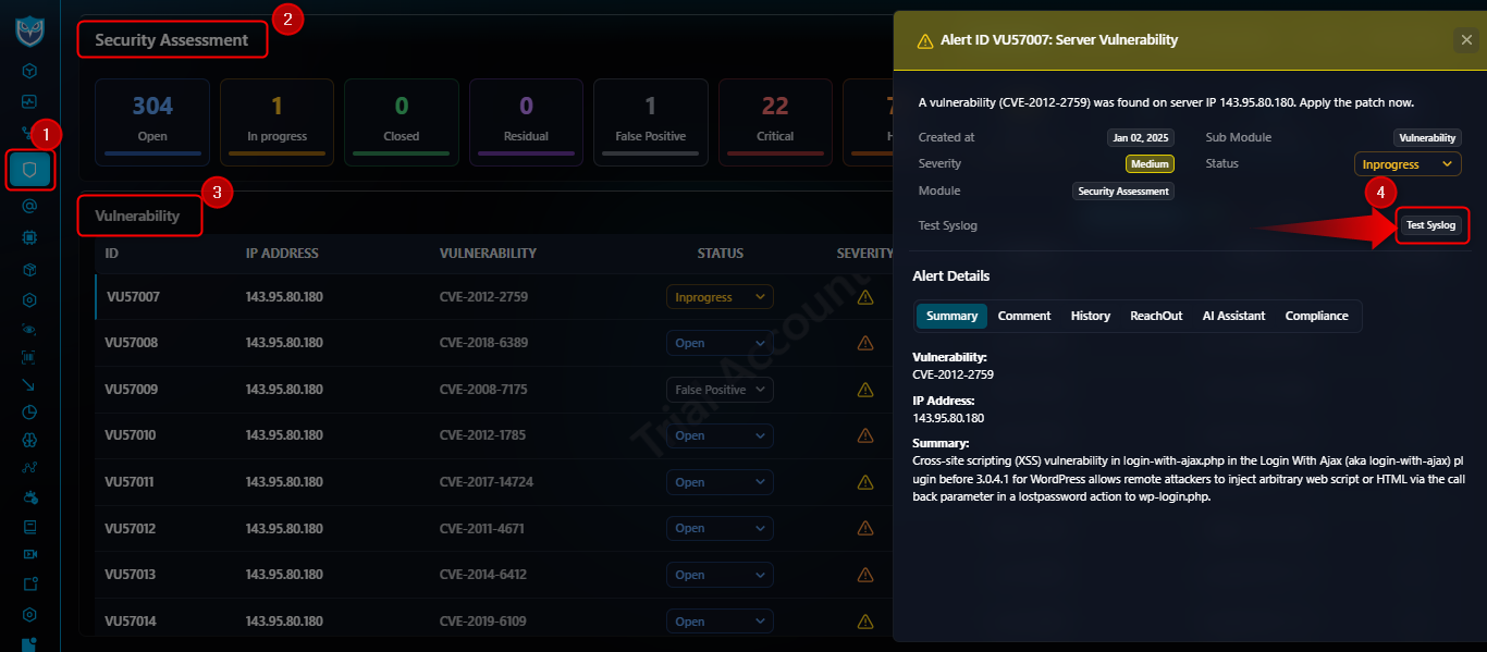 Vulnerability screenshot