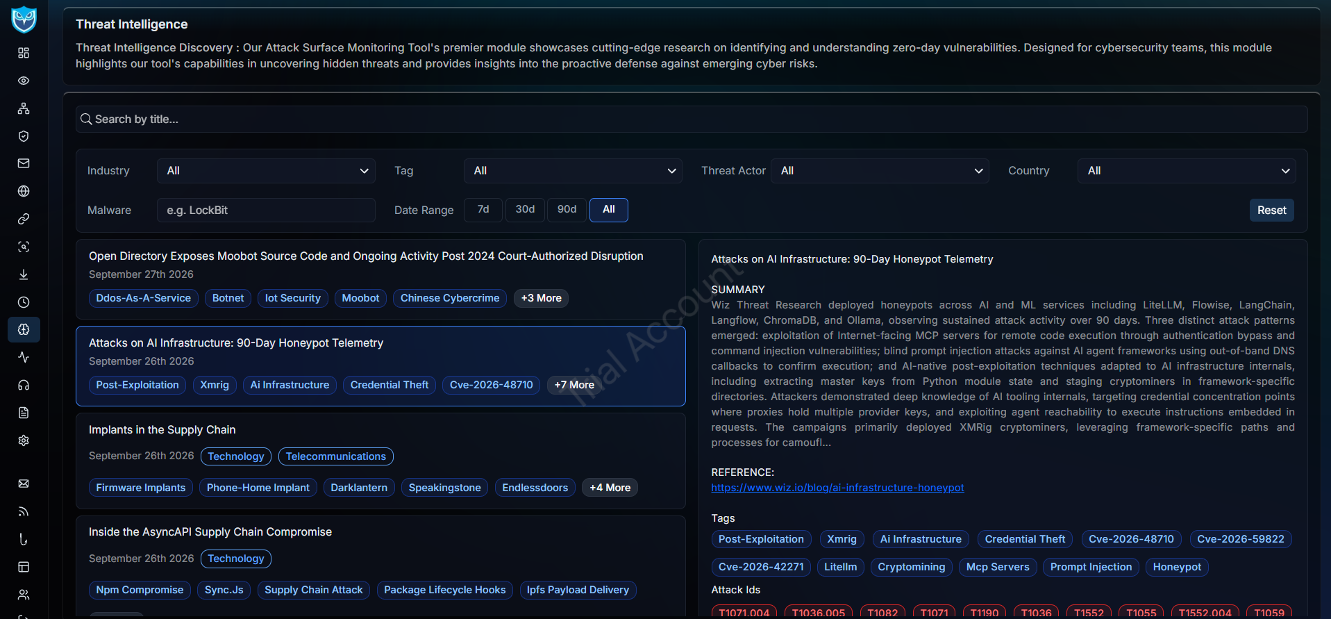 Threat Intelligence module in TechOwl Shield
